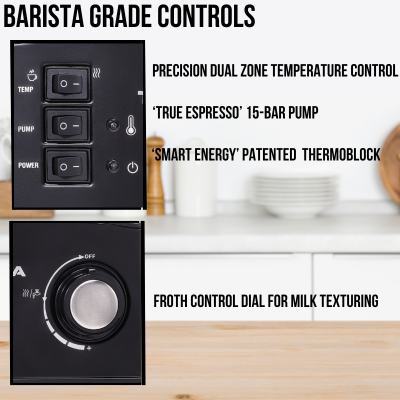 Barista Viva TCM 110M 850W Semi-Automatic Espresso Coffee Machine (Charcoal Black)