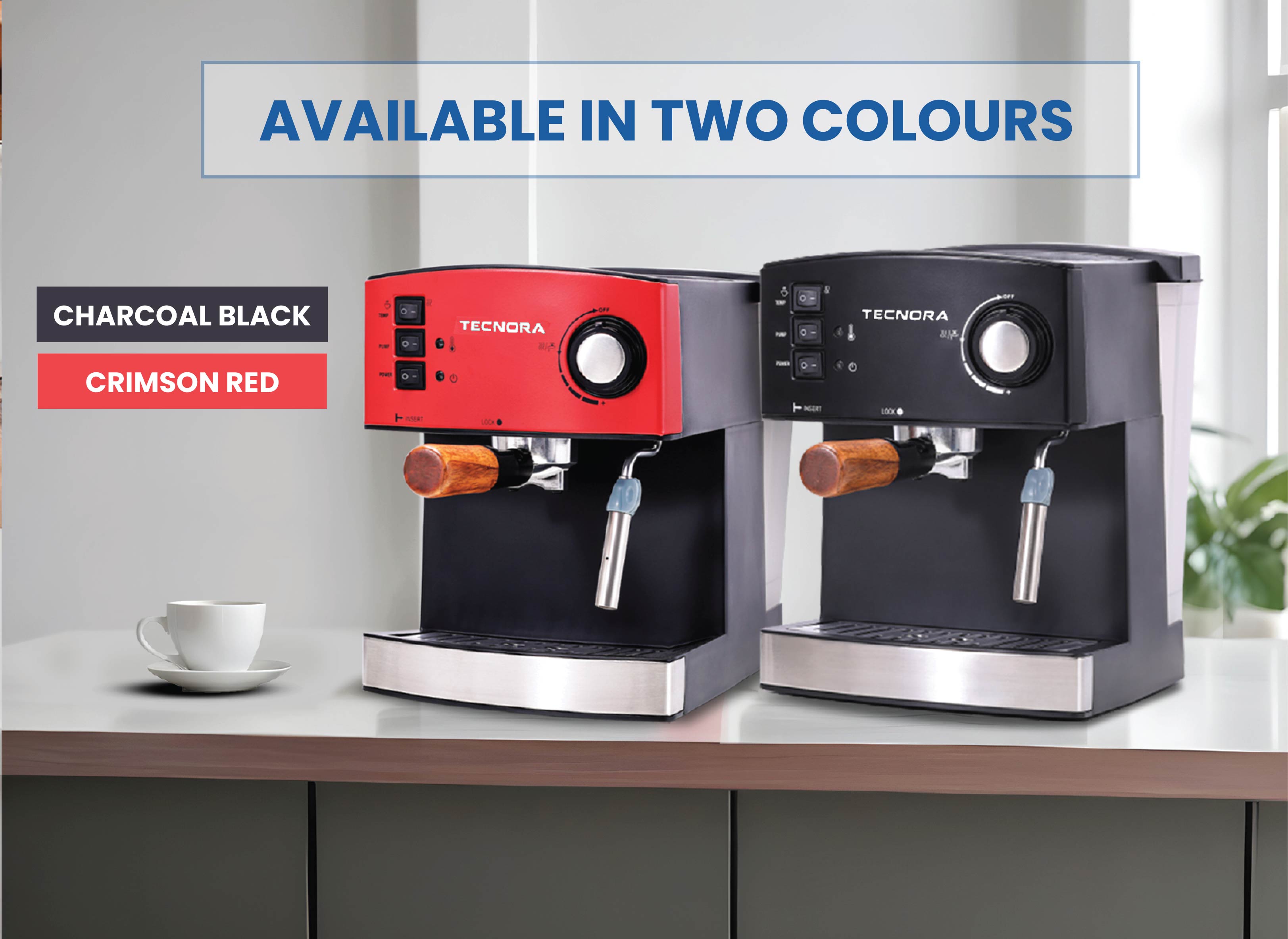 Barista Viva TCM 110M 850W Semi-Automatic Espresso Coffee Machine (Charcoal Black)