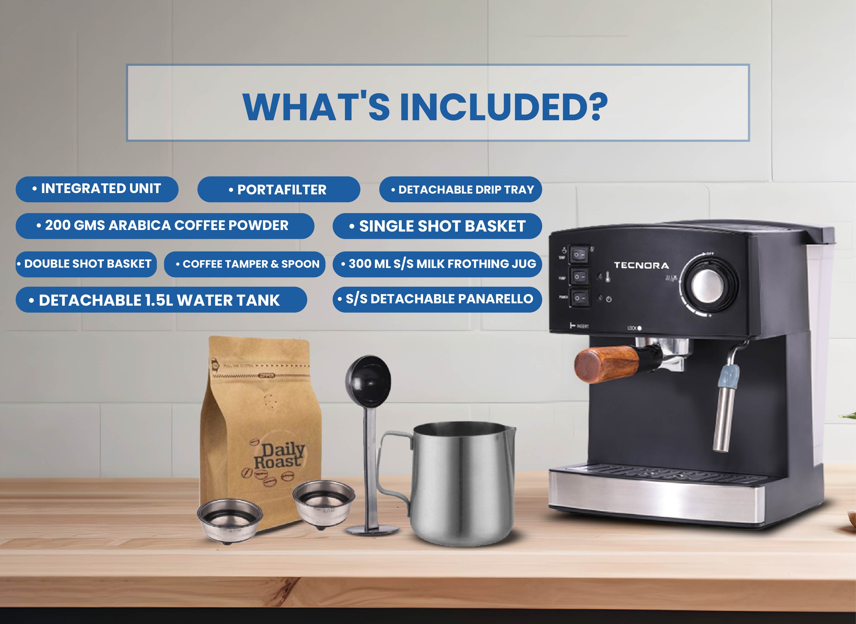 Barista Viva TCM 110M 850W Semi-Automatic Espresso Coffee Machine (Charcoal Black)