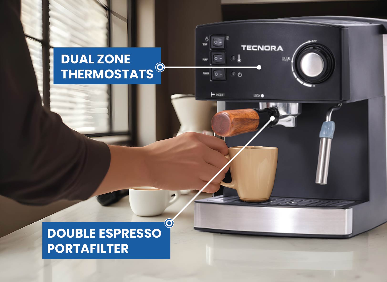 Barista Viva TCM 110M 850W Semi-Automatic Espresso Coffee Machine (Charcoal Black)