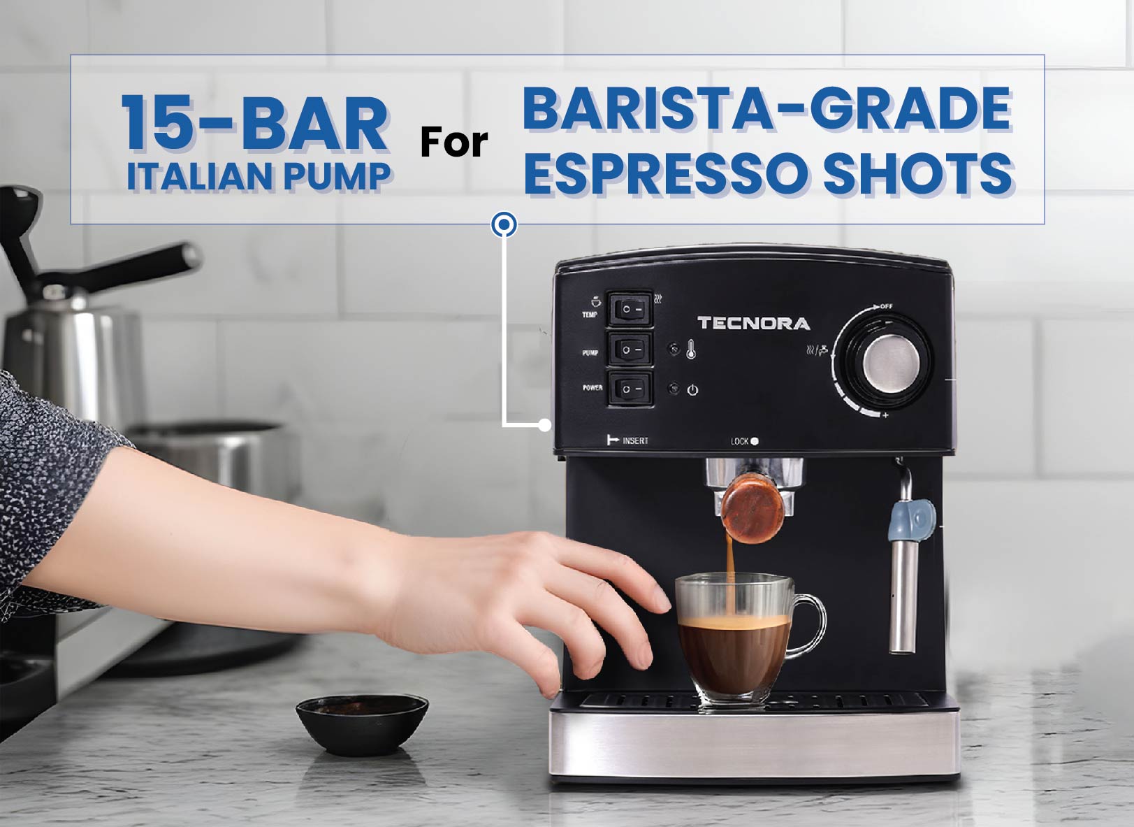 Barista Viva TCM 110M 850W Semi-Automatic Espresso Coffee Machine (Charcoal Black)