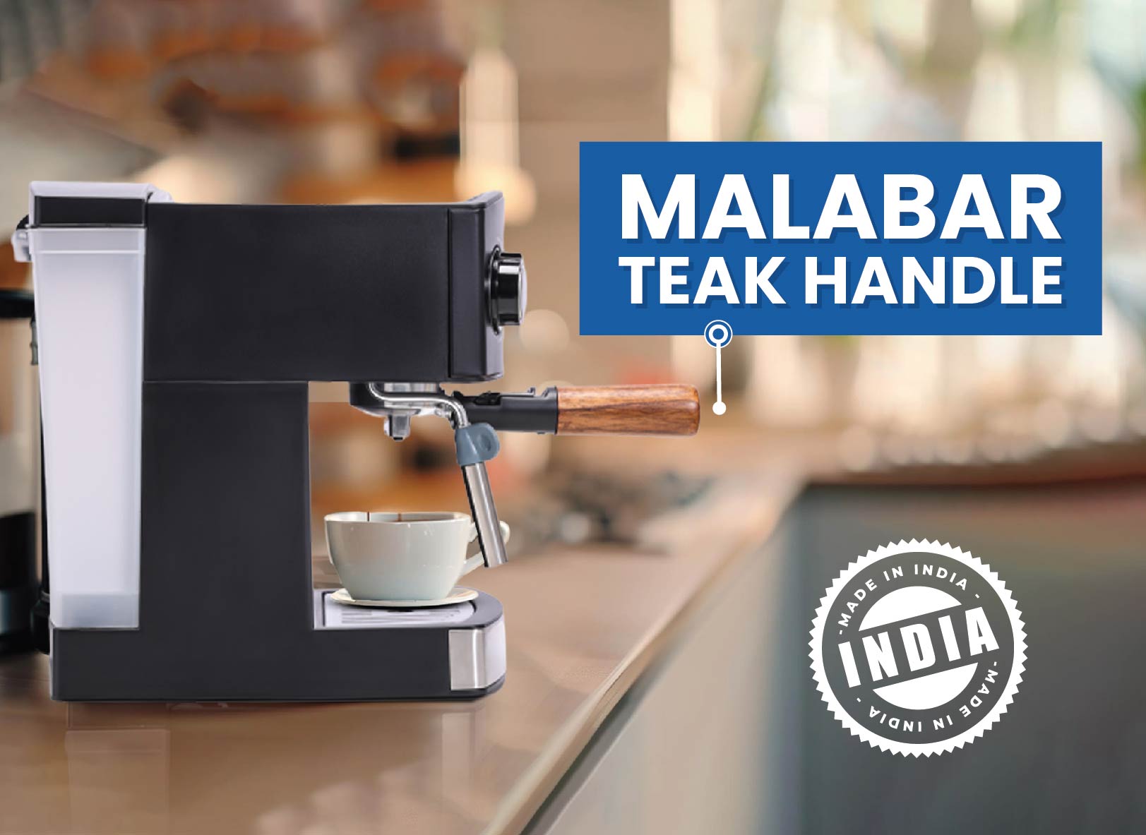 Barista Viva TCM 110M 850W Semi-Automatic Espresso Coffee Machine (Charcoal Black)