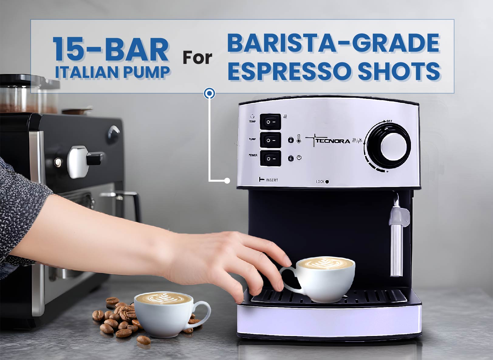 Tecnora CaffeGusto TCM 109M 850W Semi-Automatic Espresso Coffee Machine