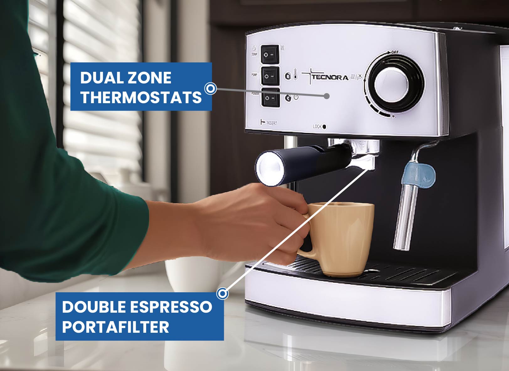 Tecnora CaffeGusto TCM 109M 850W Semi-Automatic Espresso Coffee Machine