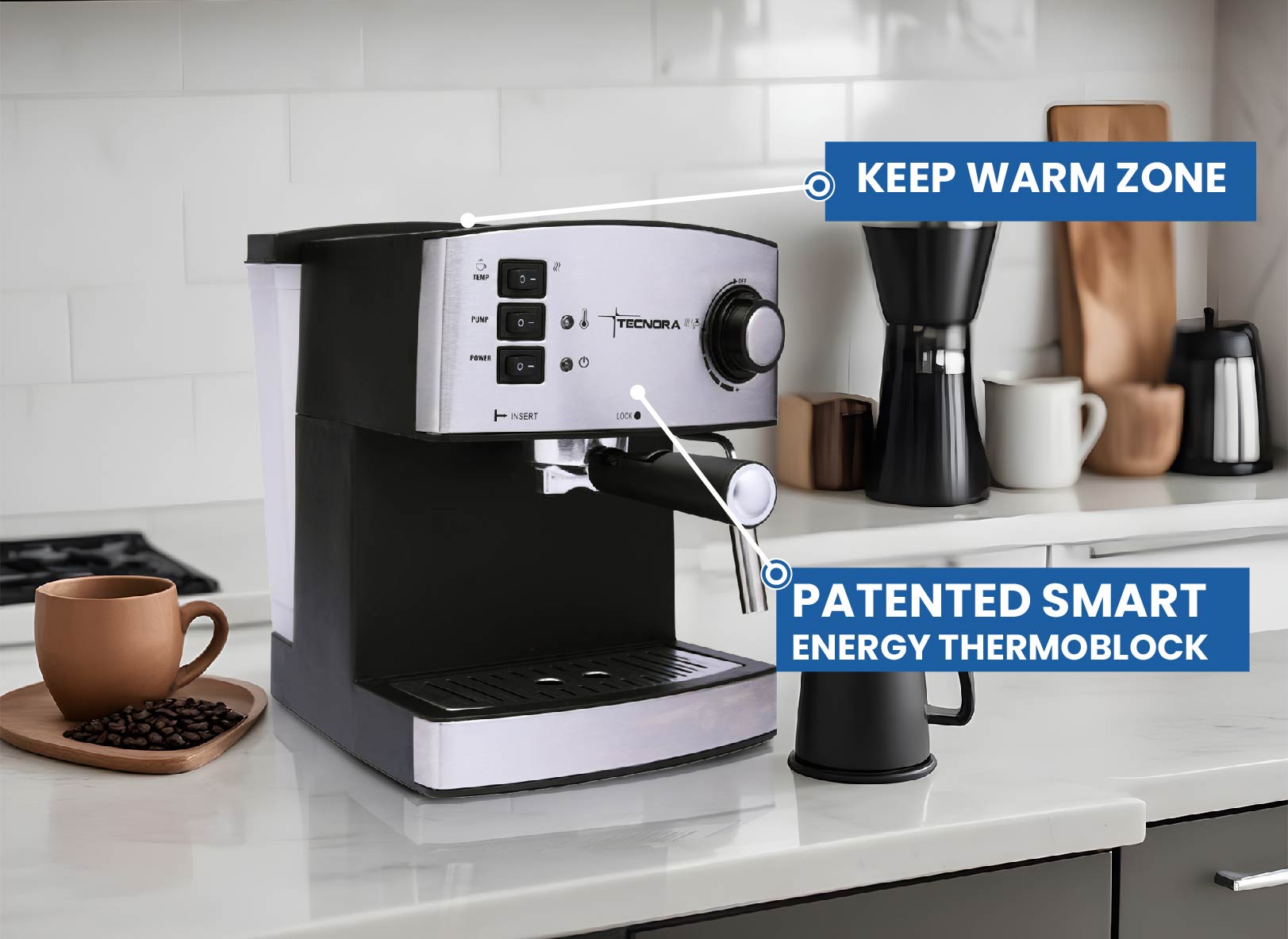 Tecnora CaffeGusto TCM 109M 850W Semi-Automatic Espresso Coffee Machine