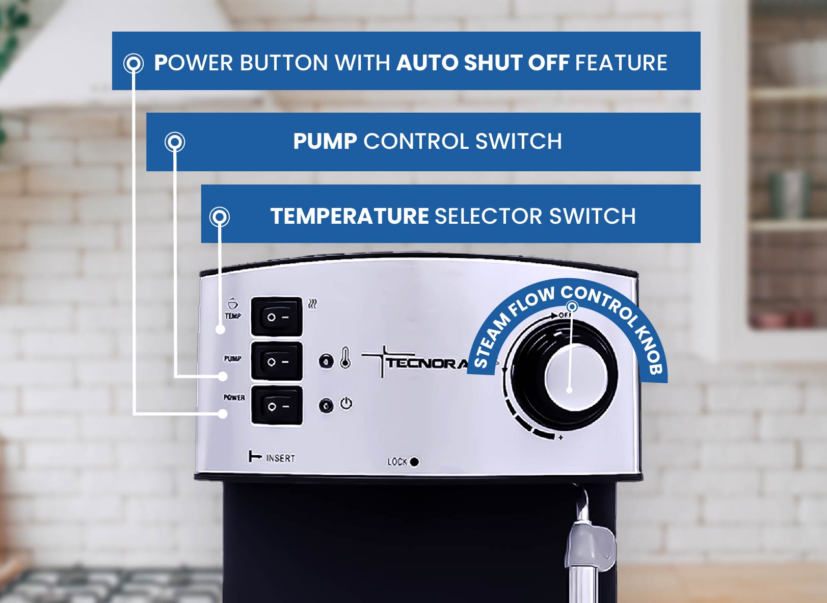 Tecnora CaffeGusto TCM 109M 850W Semi-Automatic Espresso Coffee Machine