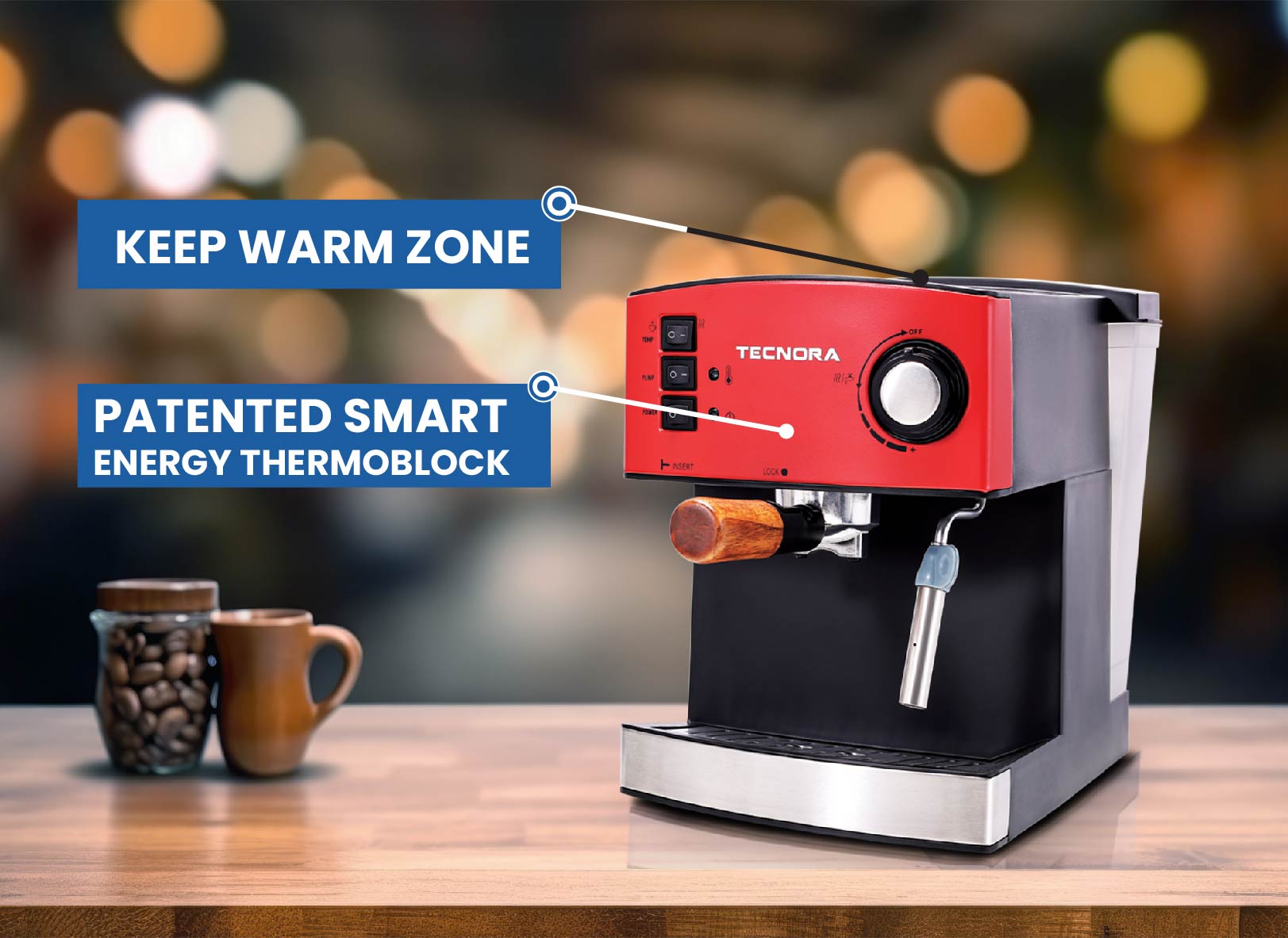 Barista Viva TCM 110M 850W Semi-Automatic Espresso Coffee Machine (Crimson Red)