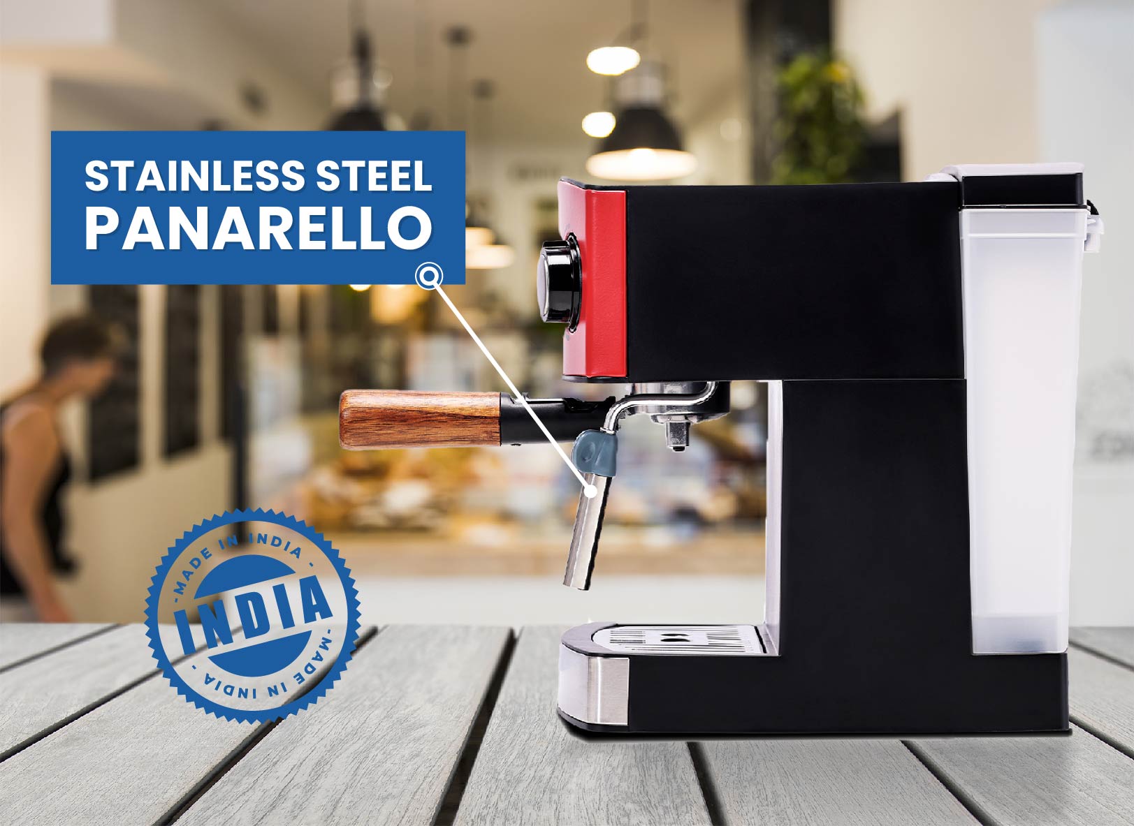 Barista Viva TCM 110M 850W Semi-Automatic Espresso Coffee Machine (Crimson Red)