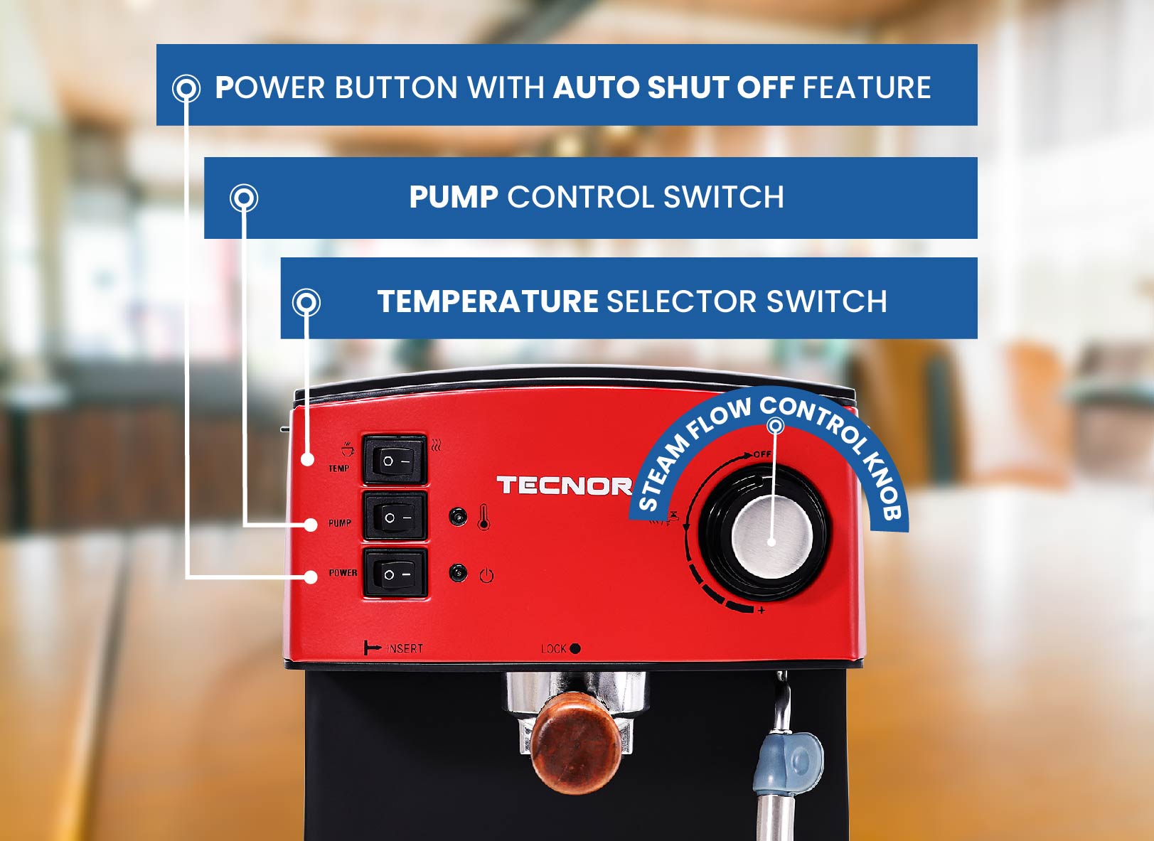 Barista Viva TCM 110M 850W Semi-Automatic Espresso Coffee Machine (Crimson Red)