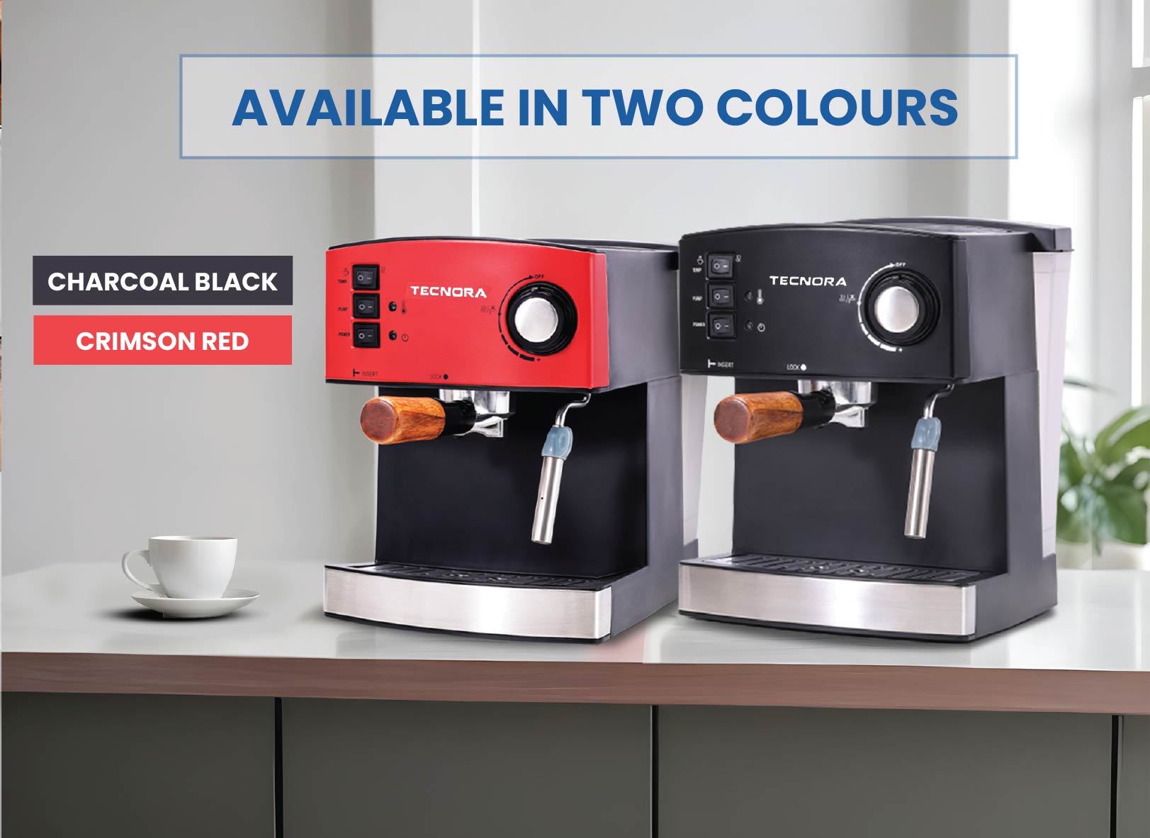 Barista Viva TCM 110M 850W Semi-Automatic Espresso Coffee Machine (Crimson Red)