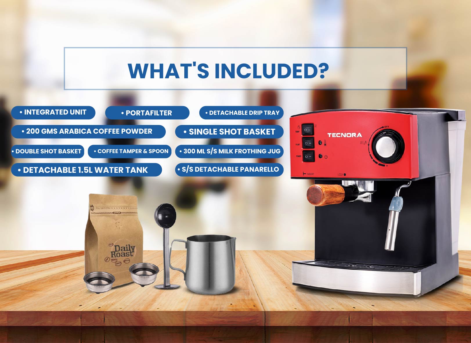 Barista Viva TCM 110M 850W Semi-Automatic Espresso Coffee Machine (Crimson Red)